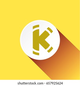 letter K flat shadow logo template