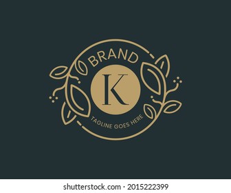 Letter K Floral Logo Design Template  Vector