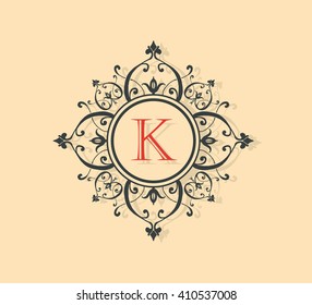 Letter K Floral monogram.