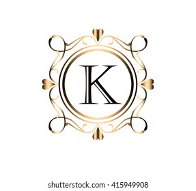 Letter  K Floral monogram.