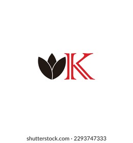 Letter K flower, initial geometric symbol simple logo vector
