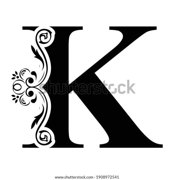 Letter K Flower Letters Vintage Ornament Stock Vector (Royalty Free ...