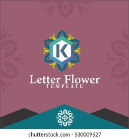 Letter K flowers logo design vector for spa, boutique, beauty salon, cosmetician, shop, yoga class, hotel and resort