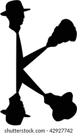 Letter "K". Font "Hat and Tie".