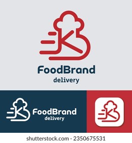 Letter K Food Fast Delivery Logo Design