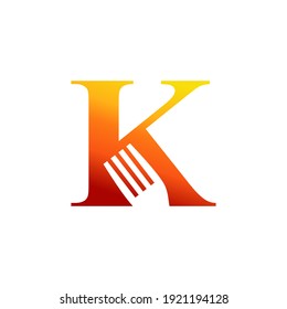 Letter K Fork Logo Design Vecktor Symbol Grafik