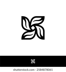 LETTER K WITH FOUR LEAF LOGO DESIGN