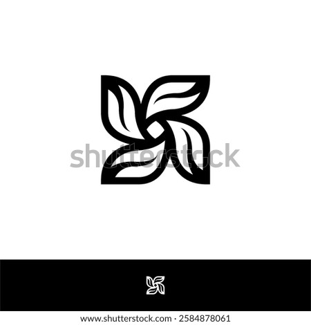 LETTER K WITH FOUR LEAF LOGO DESIGN