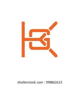 letter K and G monogram logo orange
