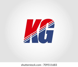 Letter K and G red and blue combination logo