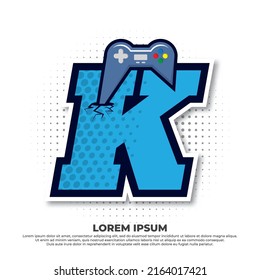 Letter K With Game Icon, Gaming Console Esport Logo Designs With Pop Style.