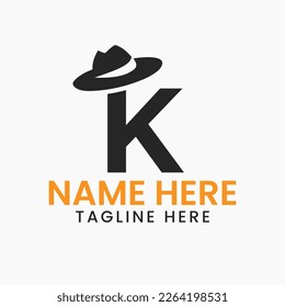 Letra K Caballeros Concepto De Diseño De Logotipo De Sombrero Con Plantilla De Icono De Sombrero De Vaquero