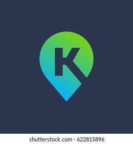 Letter K geotag logo icon design template elements