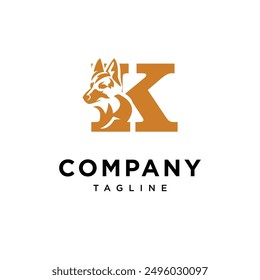 Letter K German Shepherd Logo Icon Vector