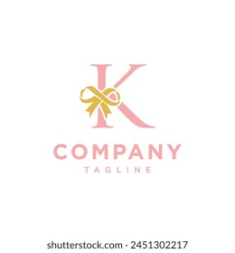 Letter K Gift Ribbon logo icon vector template.eps