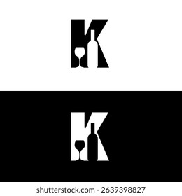 Letter K with glass and bottle company logo