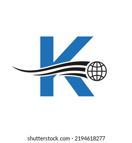 Letter K Global Logo Combined With Global Icon, Earth Sign For Business and Technology Identity Template