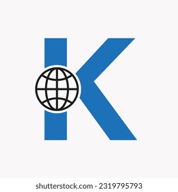 Letter K Global Logo Design. Global Logotype Symbol Vector Template