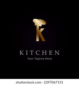 Letter K Gold Kitchen Logo Template Vector 