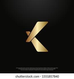 Letter K gold Logo icon monogram design. Vector graphic design template element. black background.