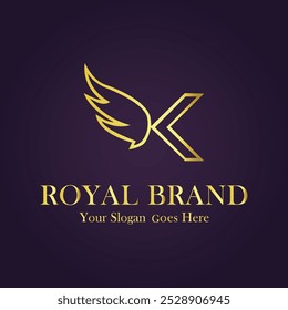 Letter K gold logo vector illustration.