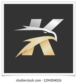 Letter K Gold Silver Eagle Logo