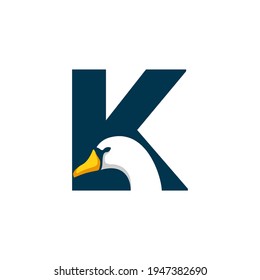 Letter K Goose Logo Design Template Inspiration, Swan Vector, Initial Logo.