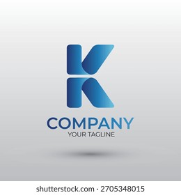 Plantilla de diseño de Vector de logotipo azul degradado de letra K