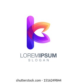 letter K gradient color logo design
