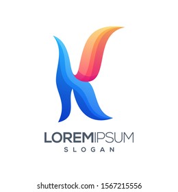 letter K gradient color logo design