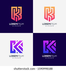 letter K gradient color logo design