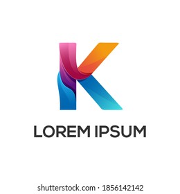 Letter k Gradient Logo Colorful Design Vector