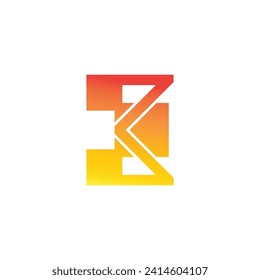 letter k gradient squares geometric logo vector 