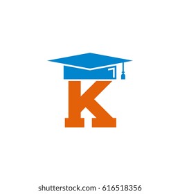 letter K with graduation cap logo