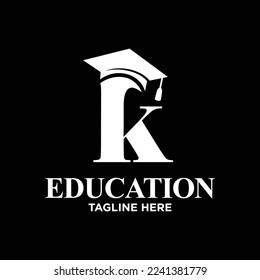 Letter K Graduation Hat Logo Design Template Inspiration, Vector Illustration.