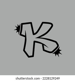 Letter "K" grafitti with grey background for t-shirt and hoodie