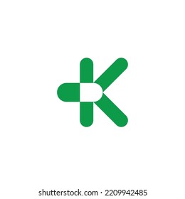 letter k green capsule medical logo vector 