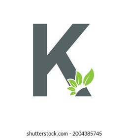 Buchstabe K Green Leaf Logo oder Design einer Symbolvorlage