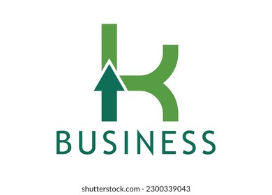 Letter K with growth arrows concept. Very suitable for symbol, logo, company name, brand name, personal name, icon and many more.