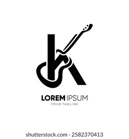 Letter K Guitar Silhouette Logo Design Vector Icon Graphic Emblem Symbol Illustration