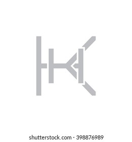 letter K and H monogram logo gray