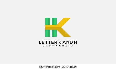 Letter K and H vector logo design illustration symbol