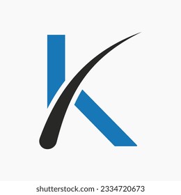 Letter K Hair Treatment Logo Vector Template. Hair Care Symbol