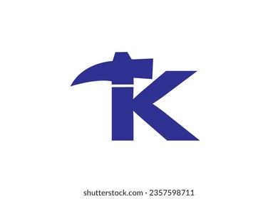 letter k hammer service industry sign icon design