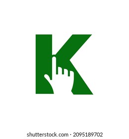 Letter K with a hand click ready to use