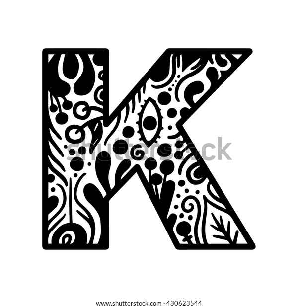 Letter K Hand Drawn Doodle Style Stock Vector (Royalty Free) 430623544