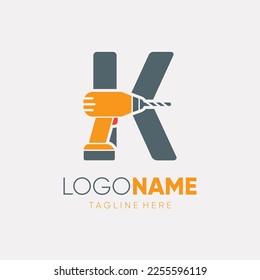 Ilustración de emblema gráfico del vector de diseño de la máquina de taladros de mano K