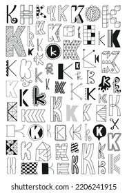 Buchstabe K handgefertigte Vektortypografie