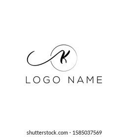 letter K handwritten luxury feminine signature style logo , perfect for beauty logo , photography , wedding theme  logo 