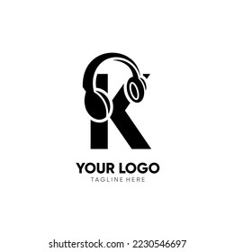 Letter K Headphone Logo Design Vector Icon Graphic Illustration